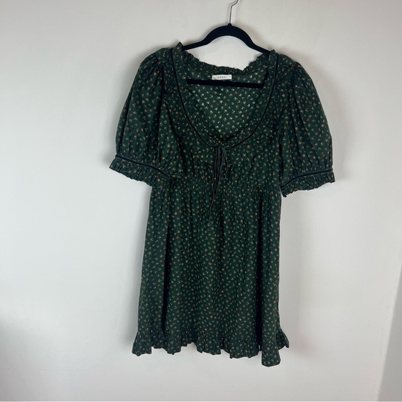 Doen Marcela Floral Puff Sleeve Dress Forest Parc Monceau Size XL Organic Cotton - Picture 3 of 7